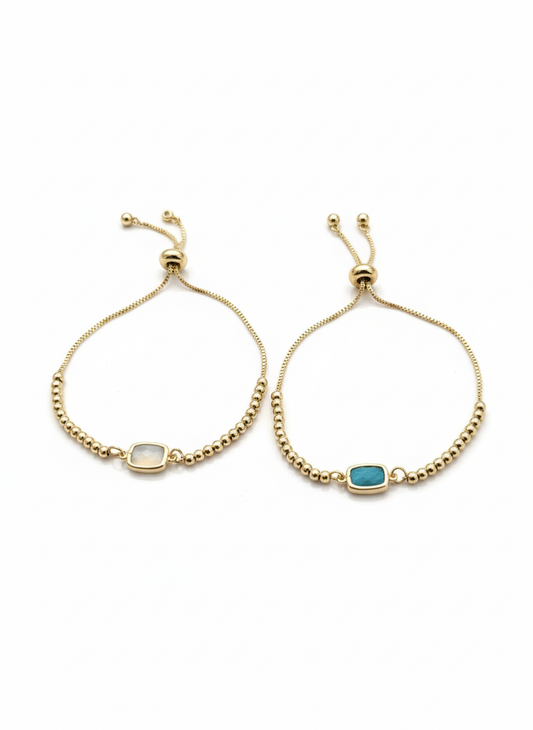 (Copy) Adjustable Heart Shell Bracelet with Zirconias- Gold plated 18k