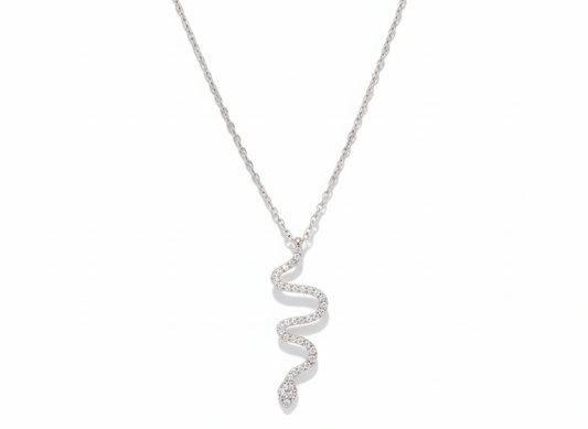 Snake Necklace Sterling Silver 925 with Zirconia