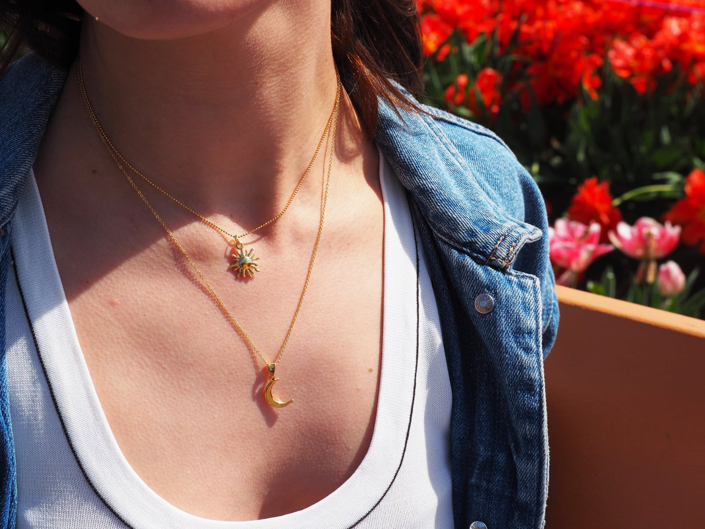 Sun Pendant Necklace Gold Plated 22k