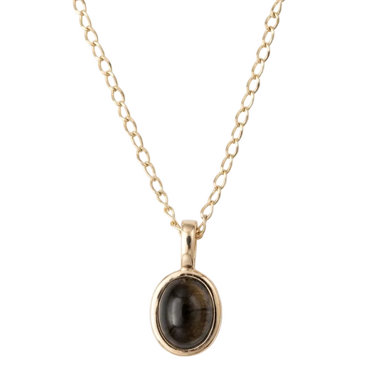 Cat eye oval pendant Necklace -Gold plated 18k