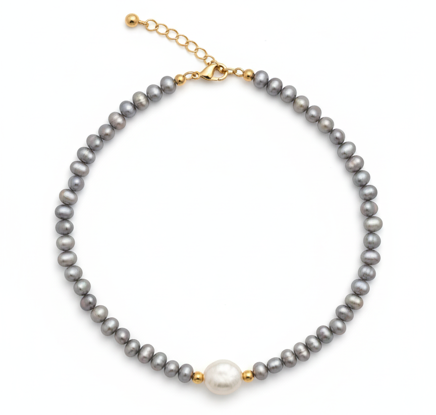 Grey Freshwater Pearl & Mother-of-Pearl Necklace