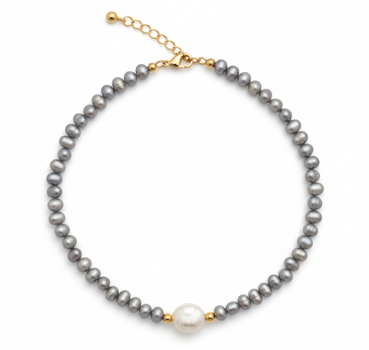 Grey Freshwater Pearl & Mother-of-Pearl Necklace