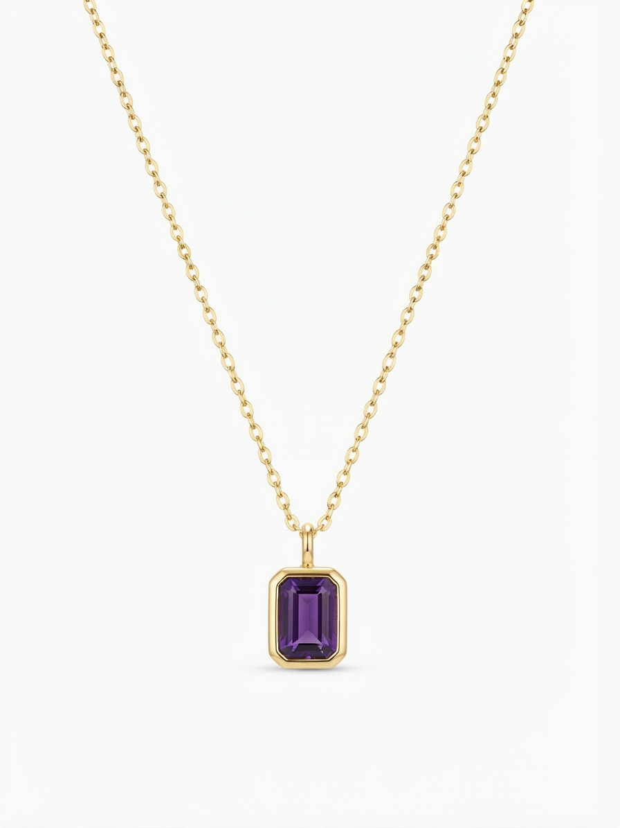 Color Zirconia Pendant Necklace – 18K Gold Plated