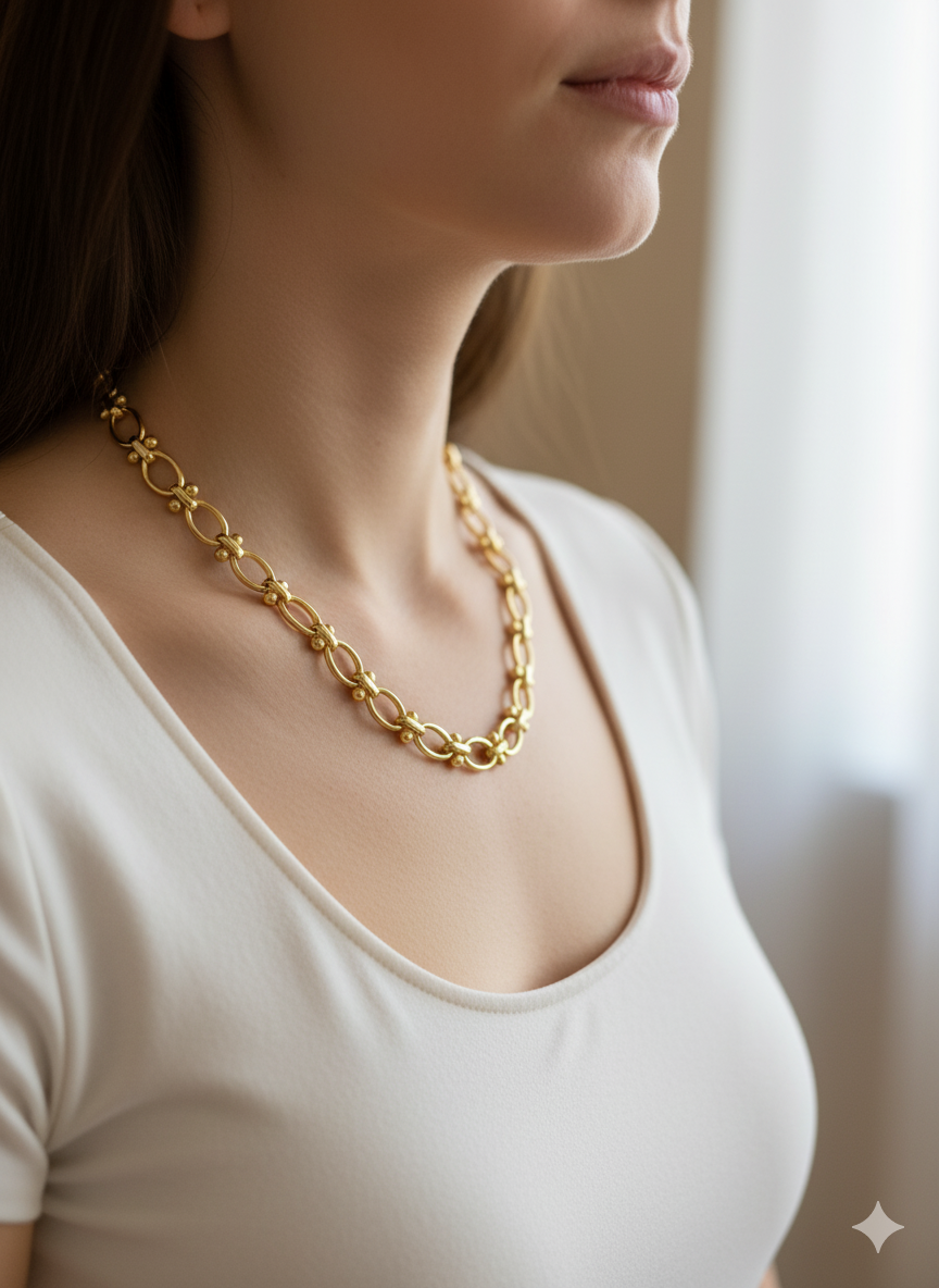 Oval Chain Lili Necklace –  18K Gold Plated