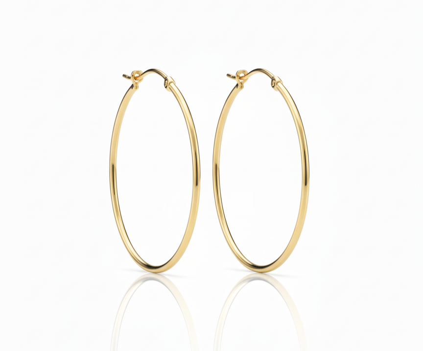 Big Classic Hoop Earrings – 18K Gold Plated, 5cm Hoop