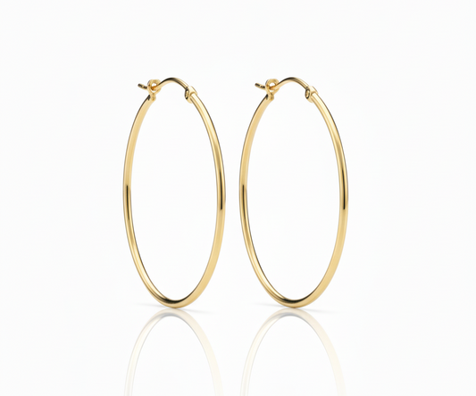 Big Classic Hoop Earrings – 18K Gold Plated, 5cm Hoop