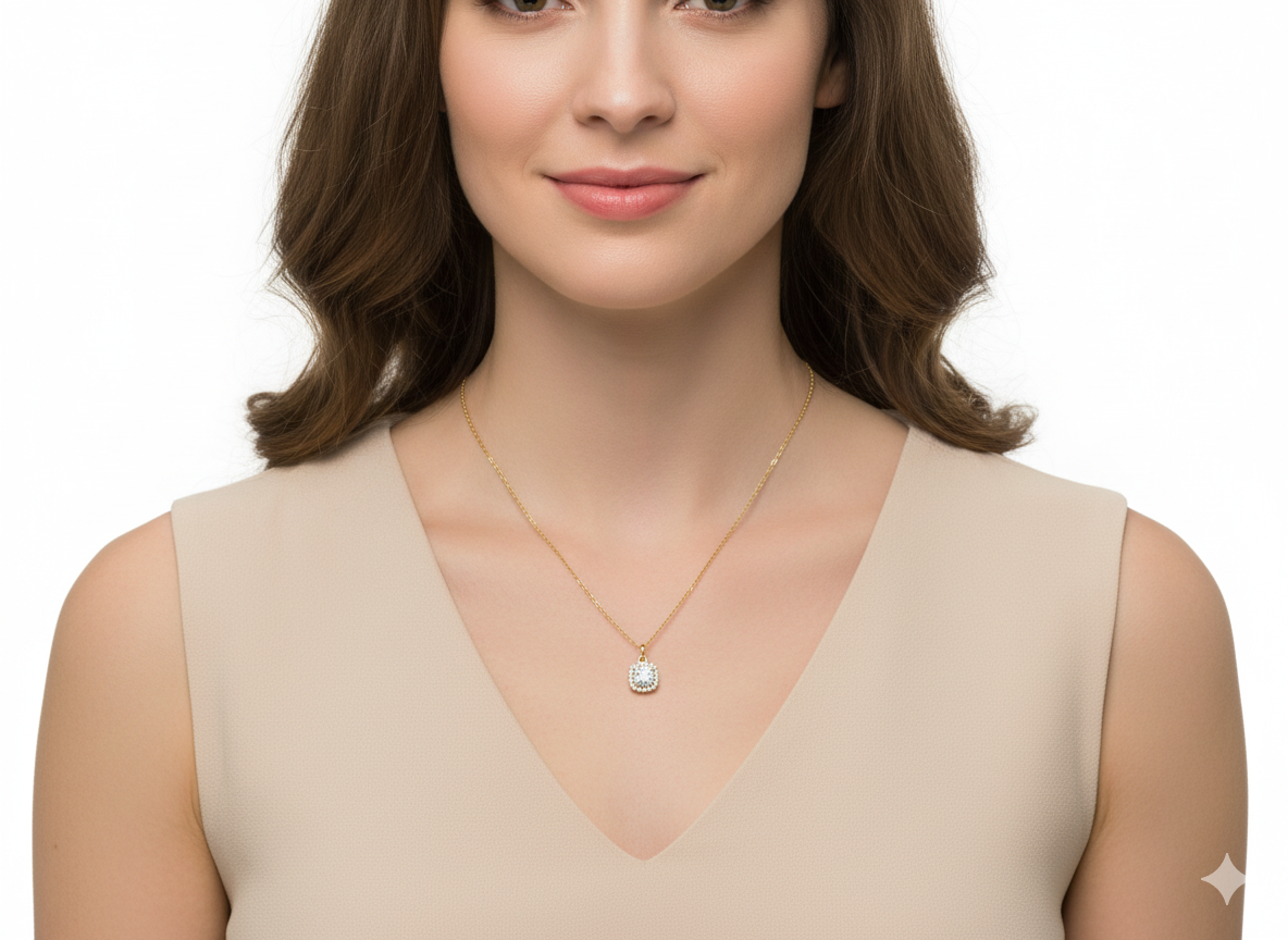 Circle Half Moon & Star Pendant Necklace – 18K Gold Plated