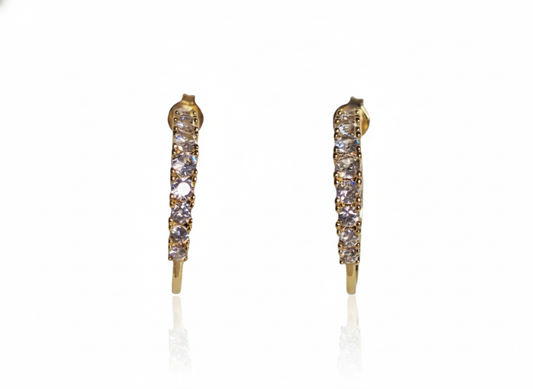 Hoops with White Zircons-Gold Plated 18k