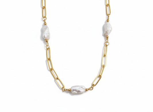 Necklace with Mother of Pearl & Chain – 18k Gold Plated