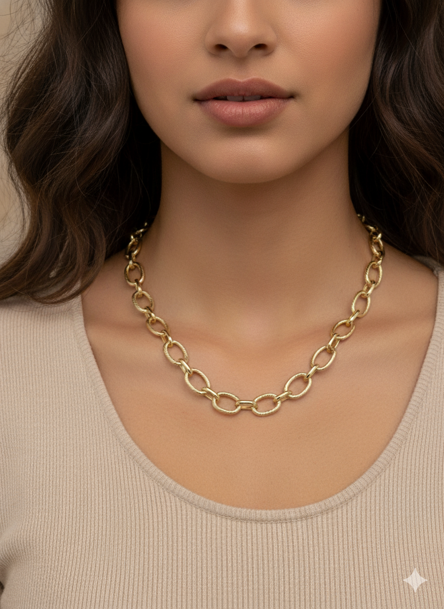 Chain Oval Lucia Necklace-Gold plated 18k