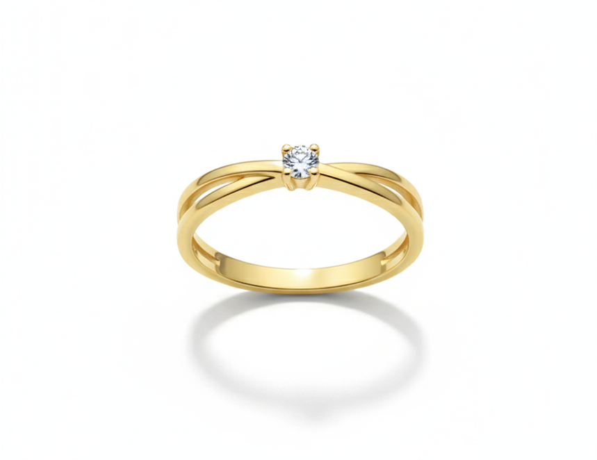 Classic Zirconia Ring – Adjustable 18K Gold Plated
