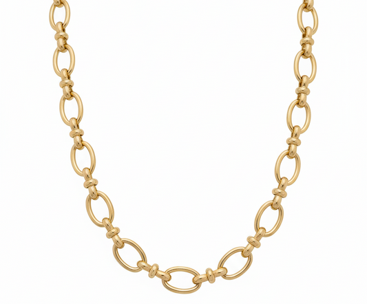 Chain Natalia Oval Necklace – 18" Adjustable 18K Gold Plated
