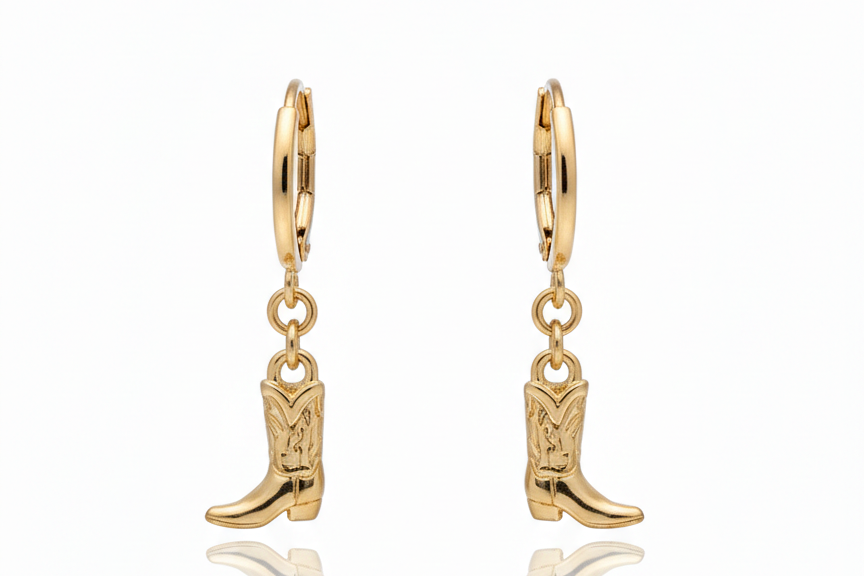 Cowboy Boots Huggie Earrings – 18K Gold Plated