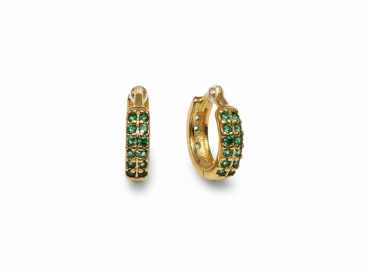 Mini Huggies with Zircons-Gold plated 18k