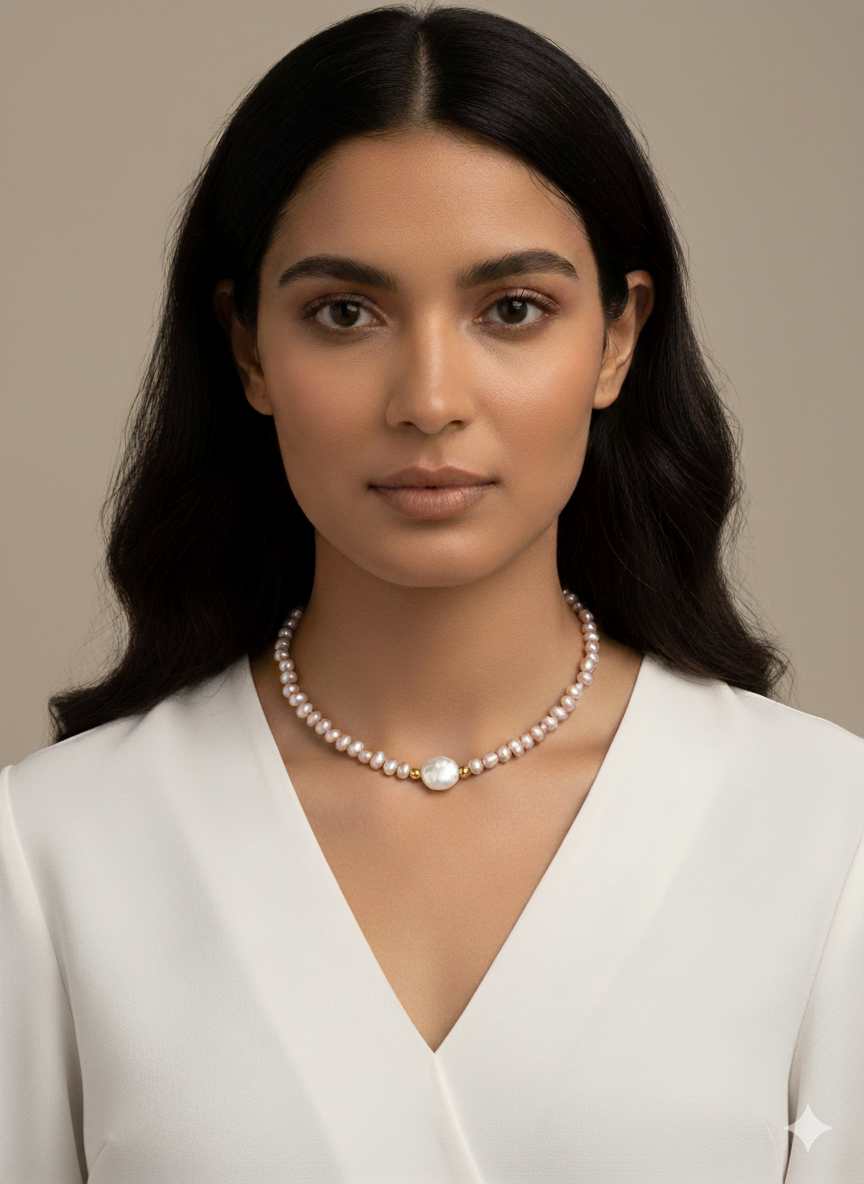 Necklace Pink & White Fresh Water Pearls