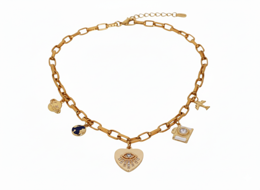 Multi-Charm Necklace – Gold Plated 18K