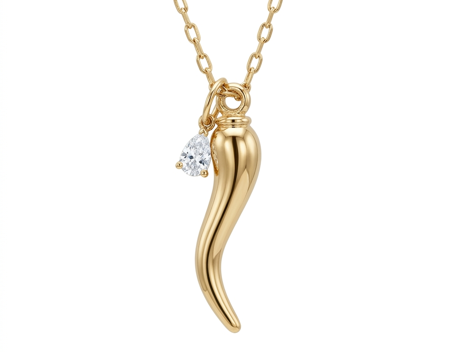 Chilli pendant & Zirconia Necklace – 18K Gold Plated