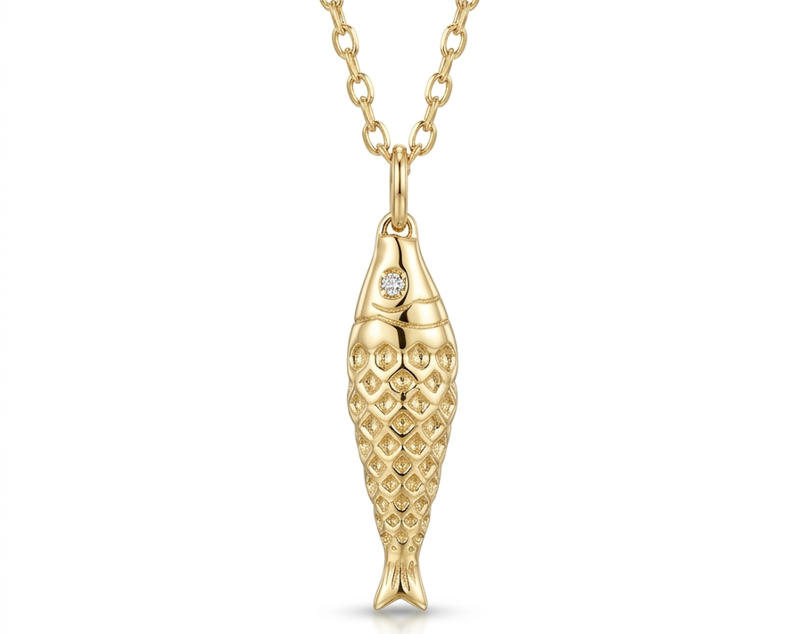 Fish  Zirconia Necklace – Gold Plated 18K