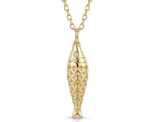 Fish  Zirconia Necklace – Gold Plated 18K