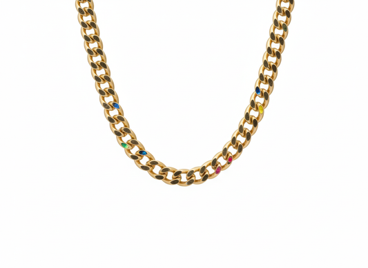 Necklace Chain with colors Gold plated 18k