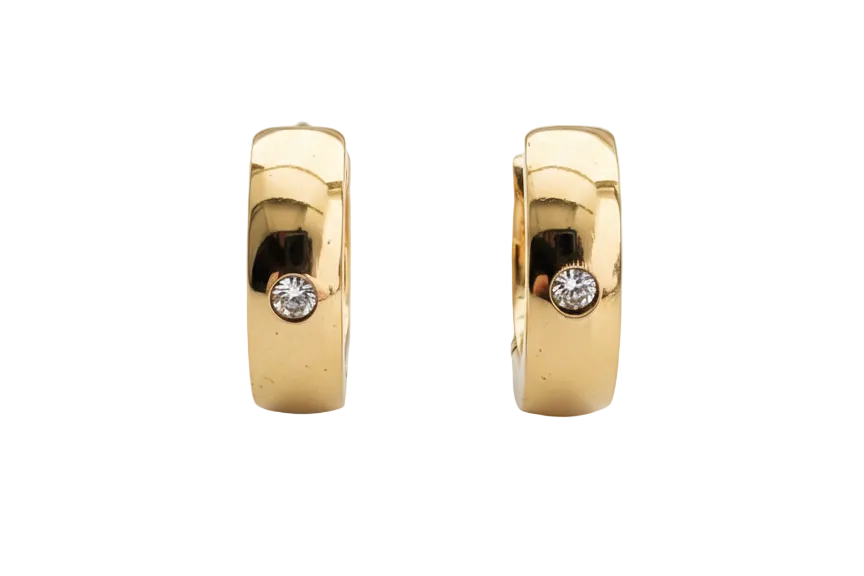 Huggies with zirconia -Gold plated 18k