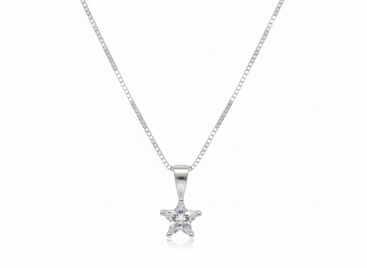 White Star Zirconia Necklace in Sterling Silver 925