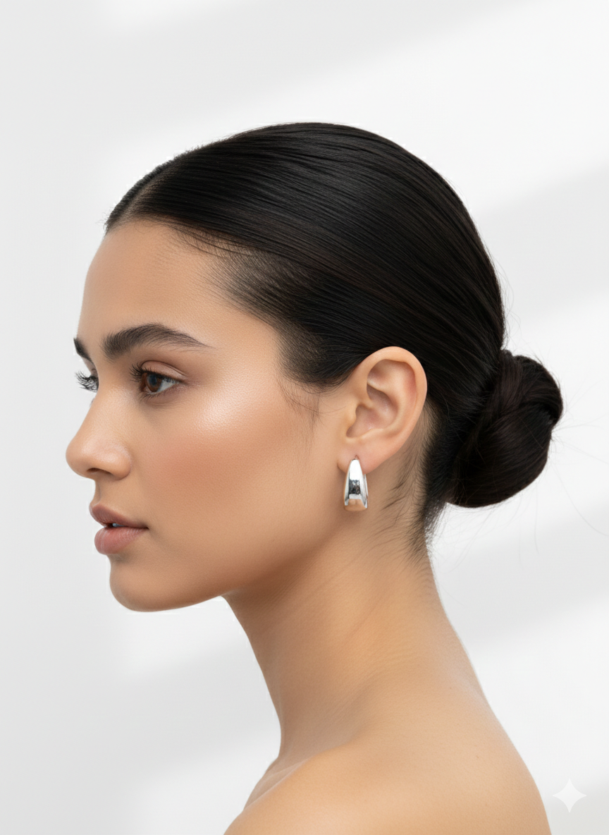 Elegant Classic Silver Huggie Earrings – Silver Plated