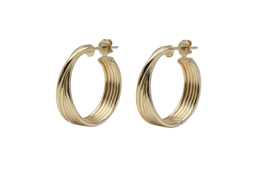 Elegant Textured Gold Hoop Earrings – 18K Gold Plated