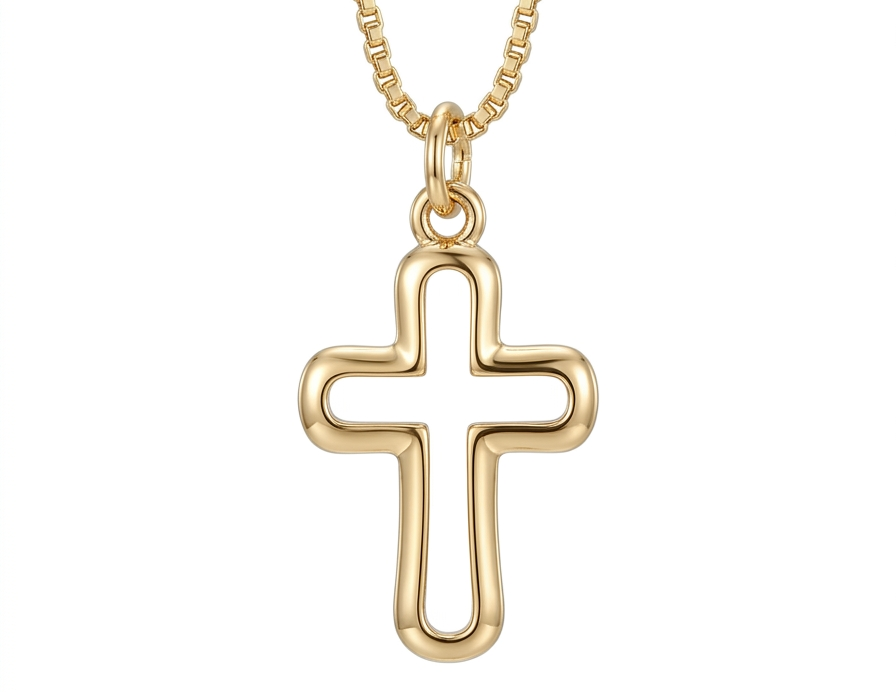 Outline Cross Necklace- Gold plated 18k