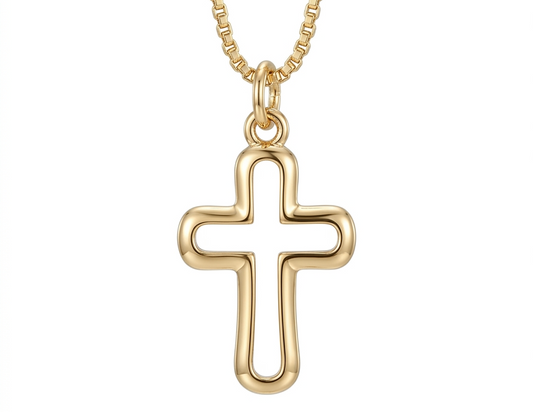 Outline Cross Necklace- Gold plated 18k