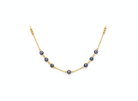 Black Evil Eye & Gold Necklace – 18k Gold Plated