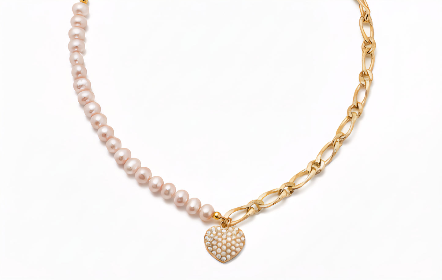 Necklace Pink Water Fresh Pear Half Chain with Heart Pendant