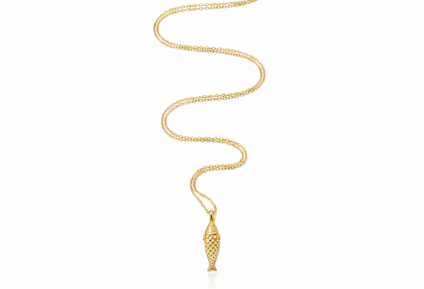 Fish  Zirconia Necklace – Gold Plated 18K