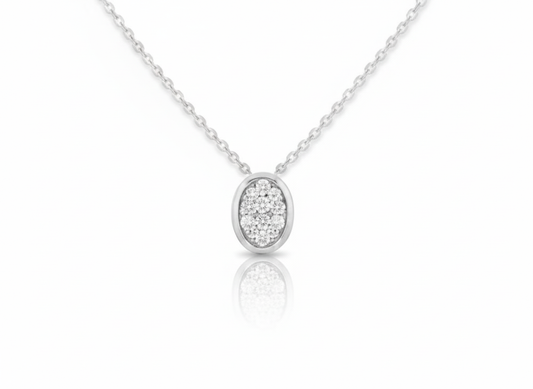 White Oval Necklace in Sterling Silver 925