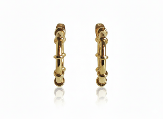 18k Gold Plated Classic Hoop Earrings with Circle Details