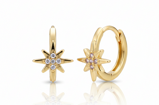 Mini Star Huggies with Zircons-18K Gold Plated