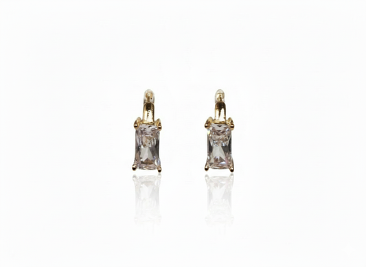 Huggies Square Zircon Earrings - Gold Plated 18k
