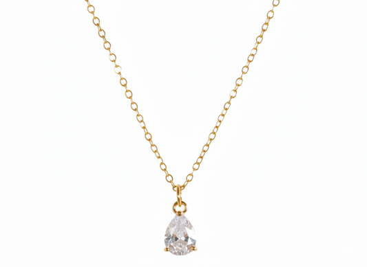 Drop Zircon Necklace – 18K Gold-Plated