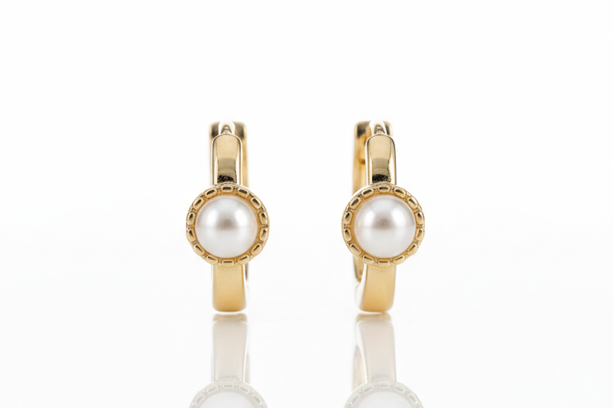18k Gold Plated Pearl Huggies