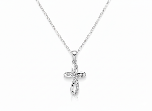 Cross Necklace in Sterling Silver 925 with Zirconia