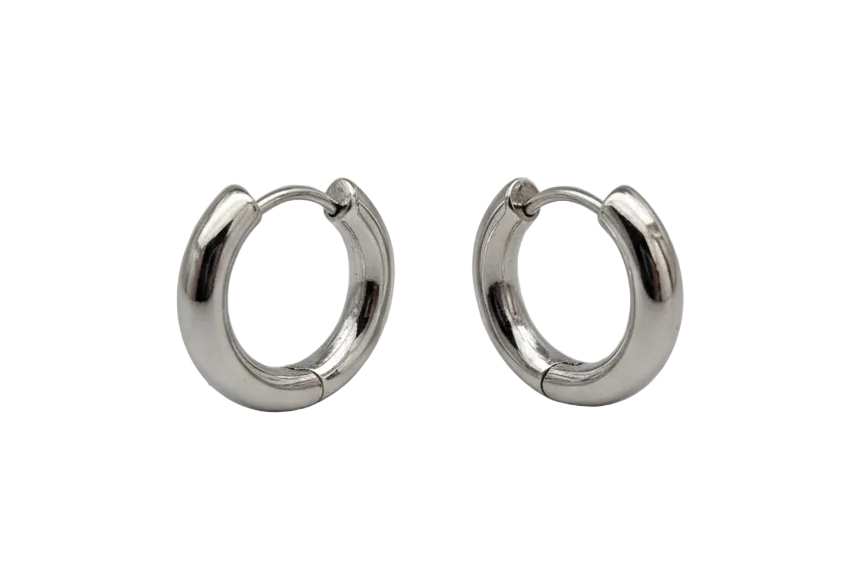 Classic Silver Huggie Earrings – Silver Plated