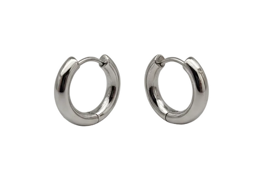 Classic Silver Huggie Earrings – Silver Plated