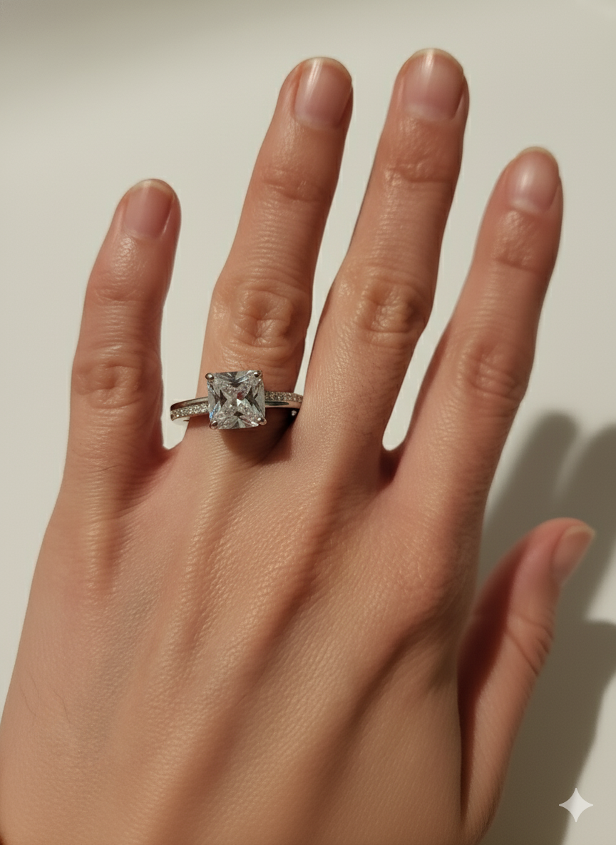 Square Zirconia Ring – Sterling Silver 925