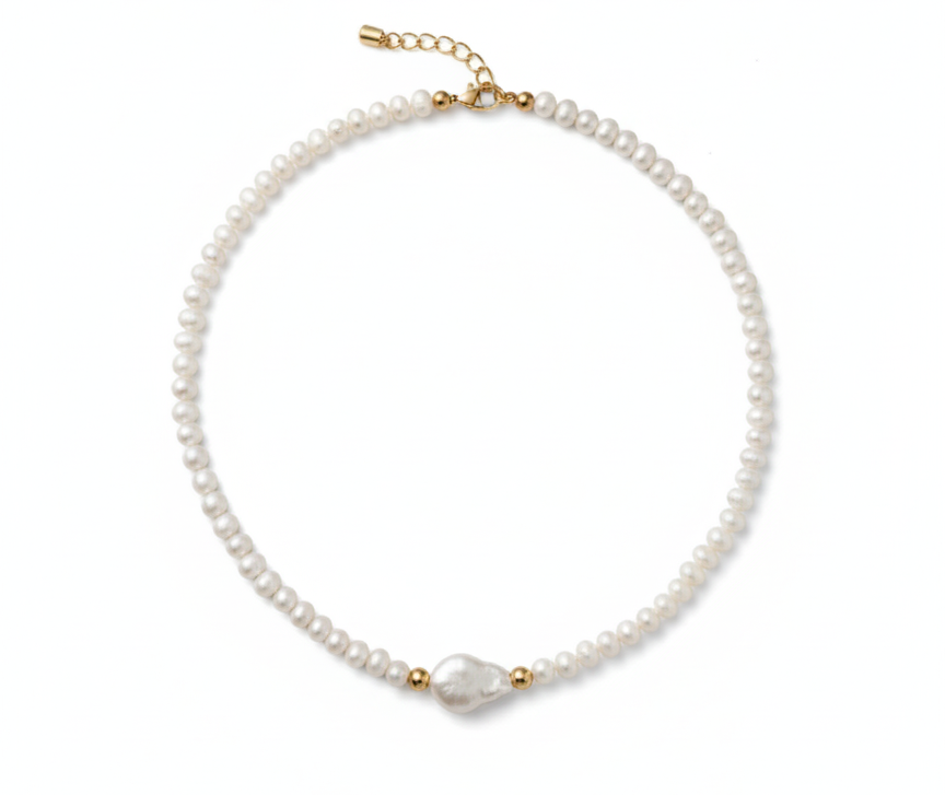 Freshwater Pearl Necklace with Mother of Pearl