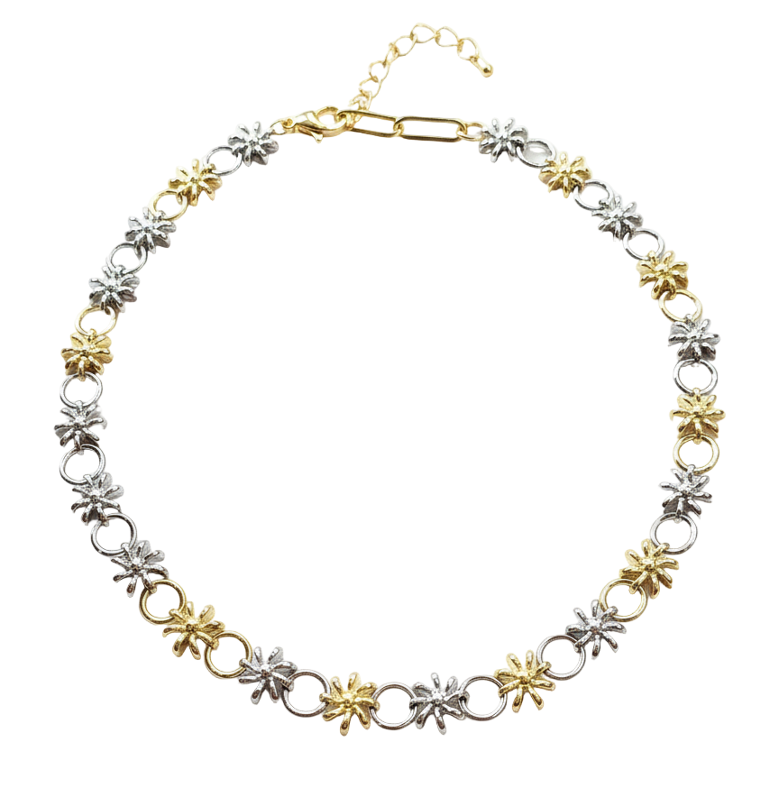 Necklace Silver & Gold Sun - Gold plated 18k