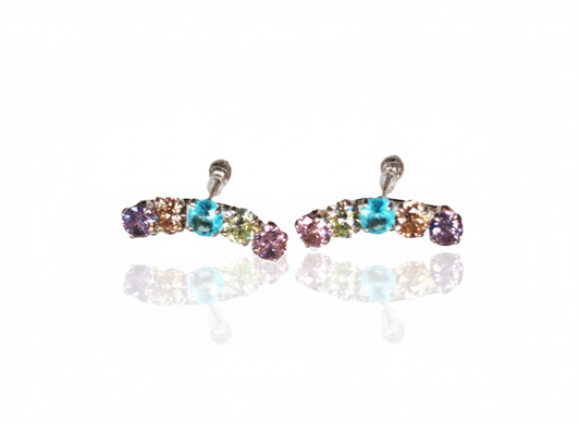 Soft Color Earrings with Zirconia Sterling Silver 925