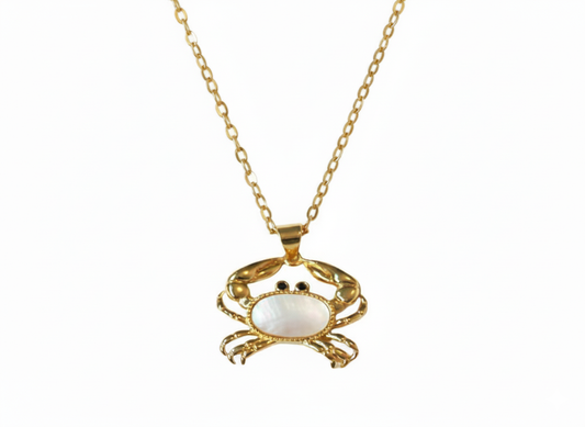 Crab Necklace Mother of Pearl 18k Gold Plated