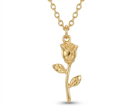 Rose Pendant Necklace– 18K Gold Plated