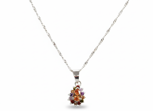 Multi-Color Zirconia Necklace in Sterling Silver 925
