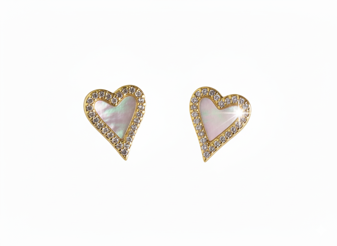 Heart Shaped Earrings with Mother of Pearl